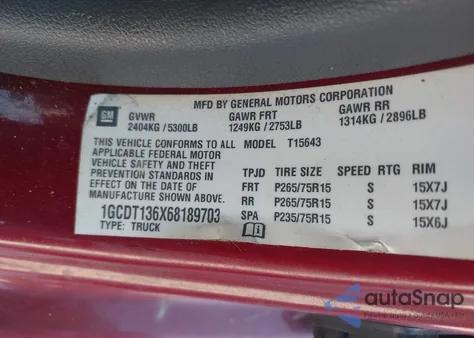 2006 Chevrolet Colorado Lt z USA, uszkodzony, nr VIN 1GCDT136X68189703